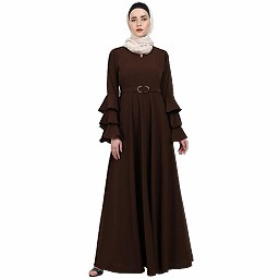 Umbrella abaya with bell sleeves- Coffee Brown Umbrella abaya with bell sleeves- Coffee Brown